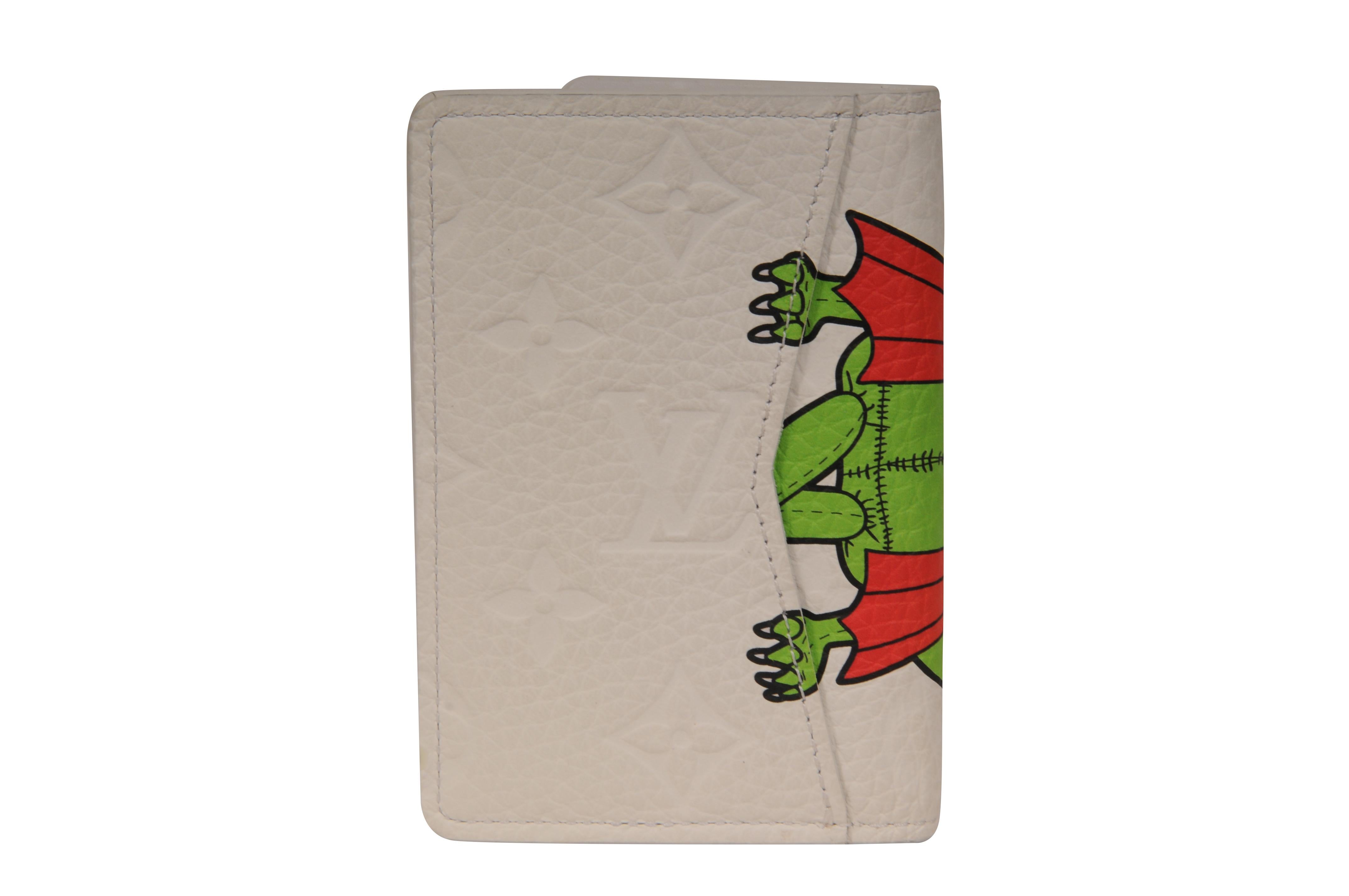 Marrone Louis Vuitton Taurillon Monogram LV Friends Dragon Portafoglio Organizer Tascabile Bianco in vendita