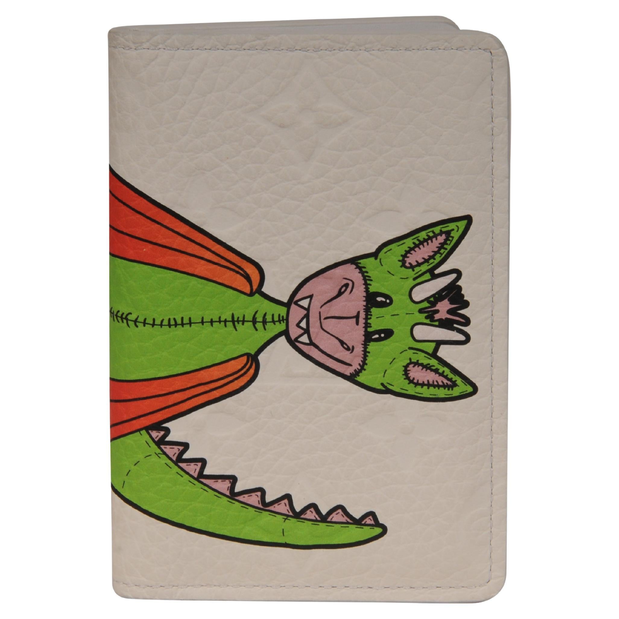 Louis Vuitton Taurillon Monogram LV Friends Dragon Portafoglio Organizer Tascabile Bianco in vendita