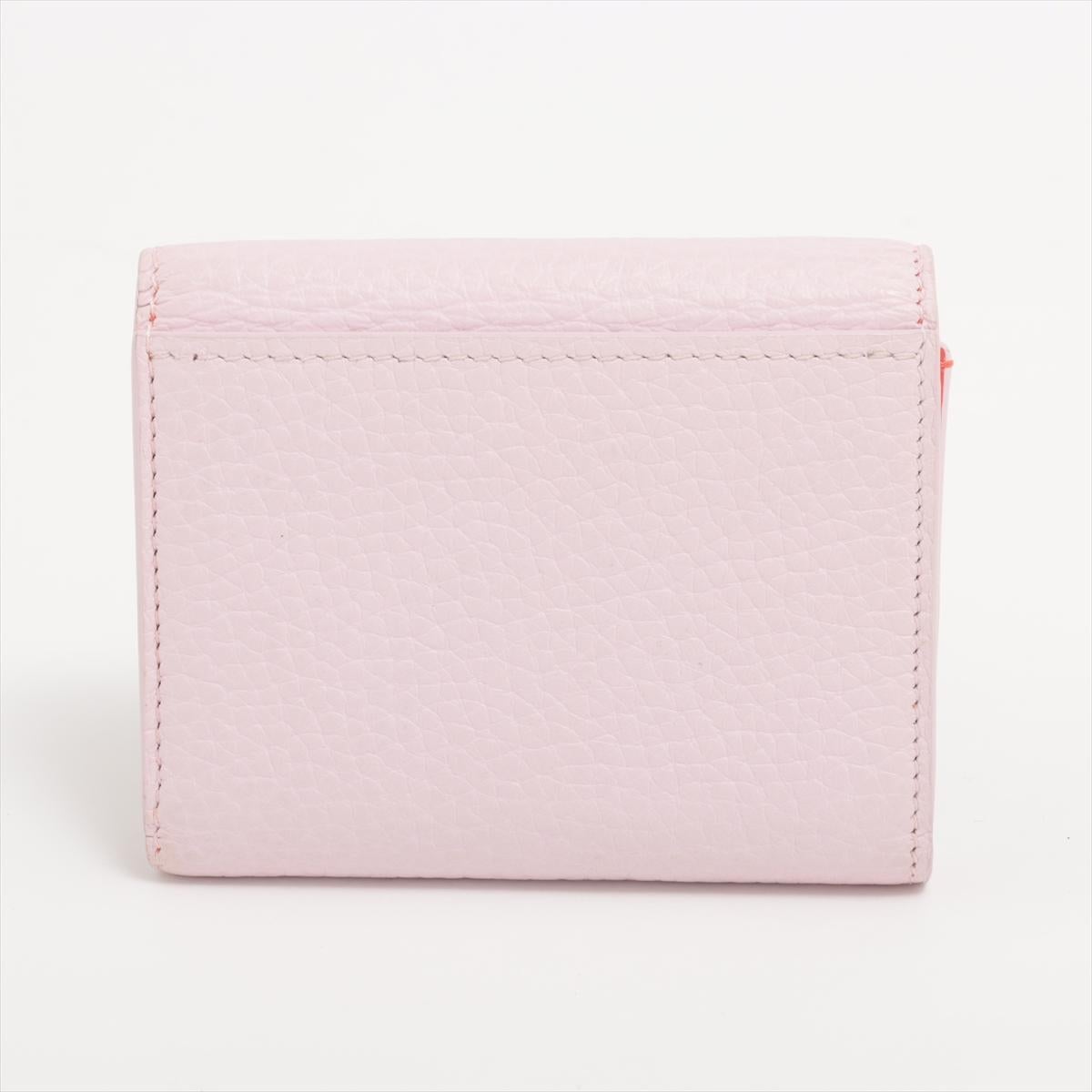 Beige Louis Vuitton Taurillon Portefeuille Capucine XS Lilac x Orange