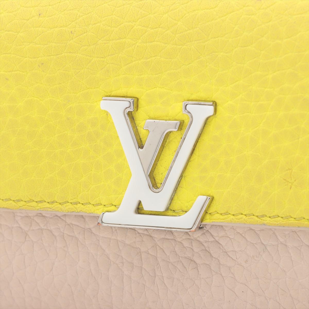 Louis Vuitton Taurillon Portefeuille Capucines Yellow x Beige Wallet For Sale 6