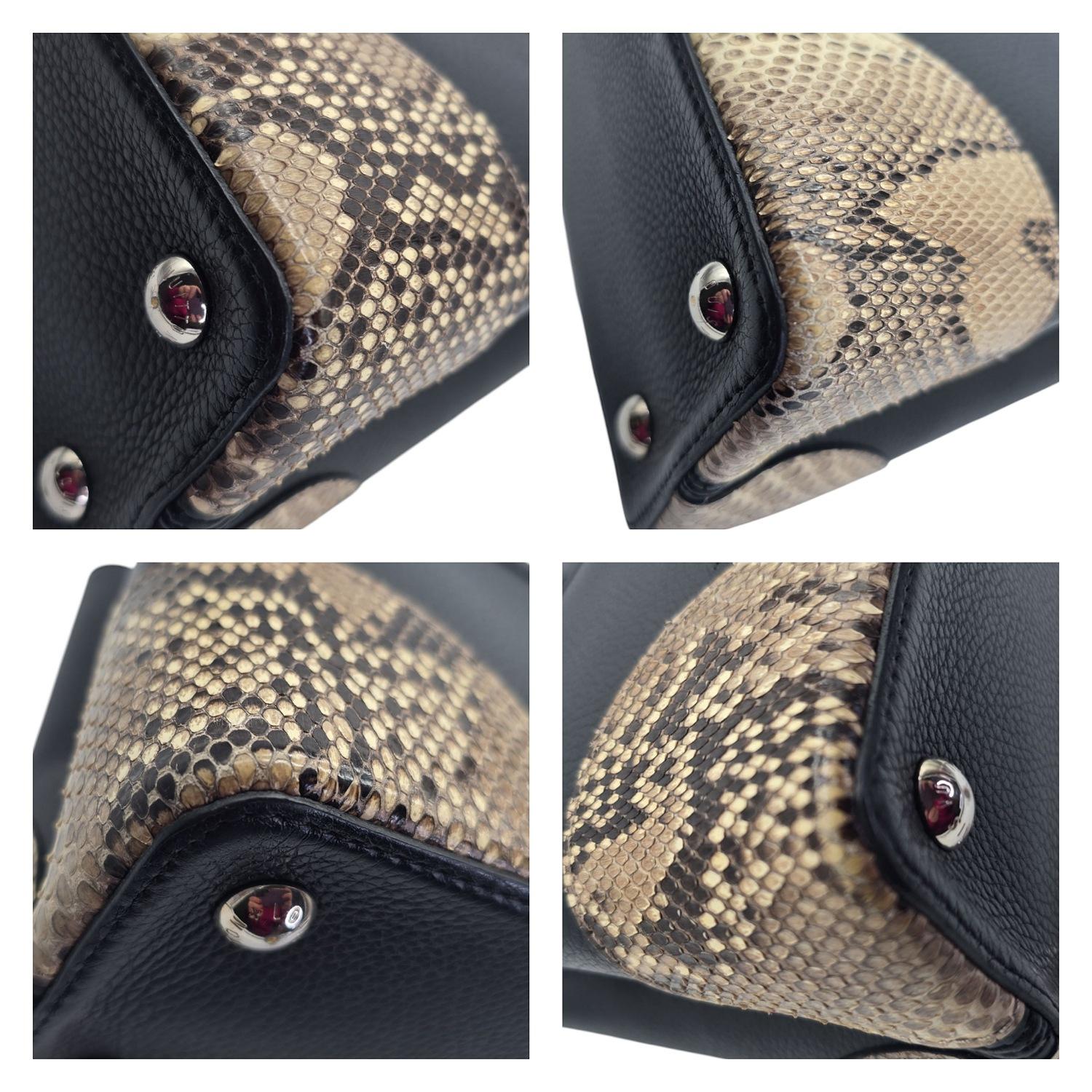 Louis Vuitton - Sac à main Taurillon MM avec bordure en python en vente 9