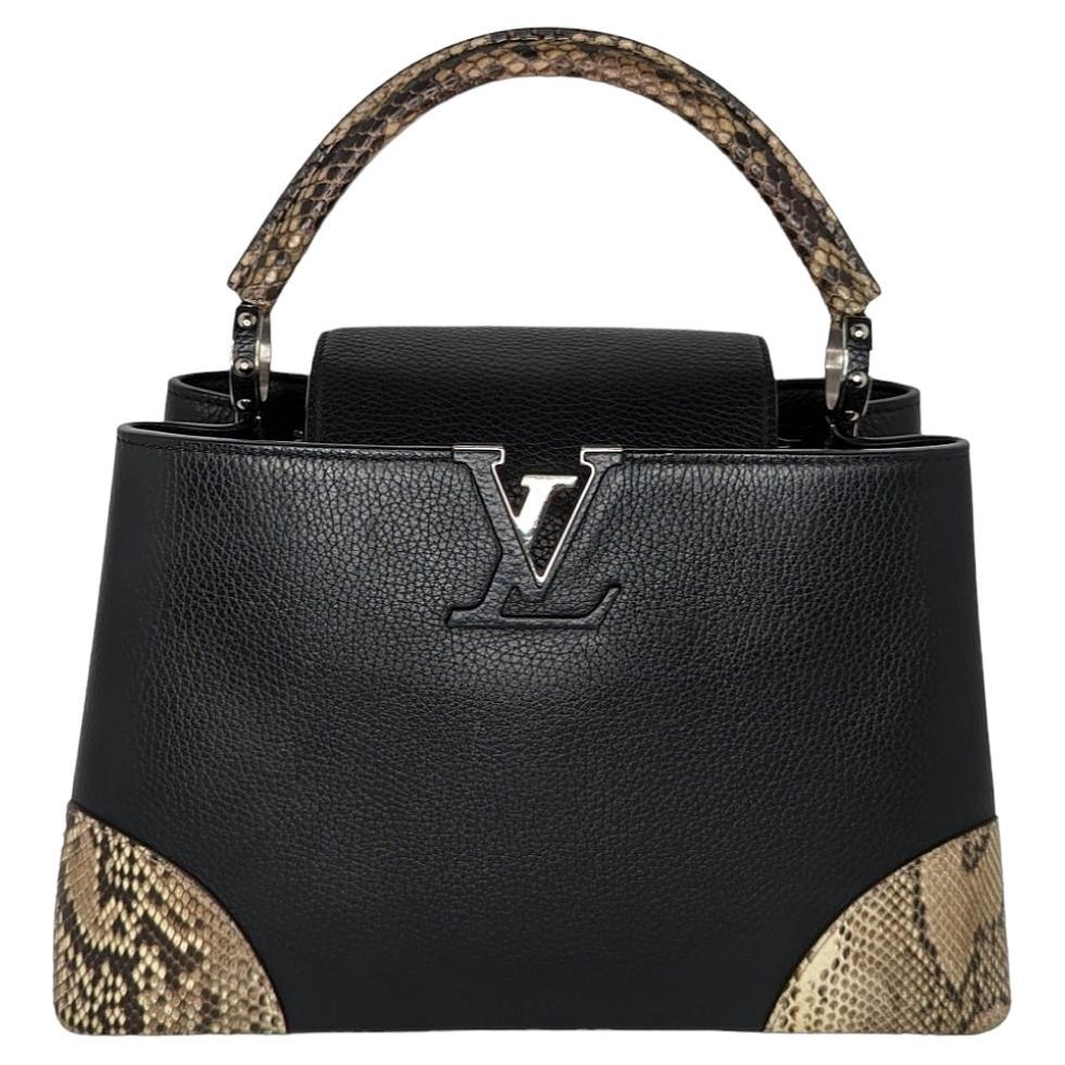 Louis Vuitton - Sac à main Taurillon MM avec bordure en python en vente