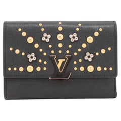 Louis Vuitton Taurillon Sunny Capucines kompaktes Portemonnaie Noir, Taurillon