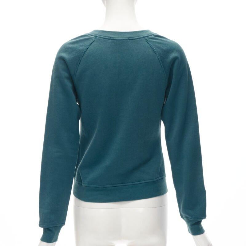 Women's LOUIS VUITTON teal blue bow lock charm patch pocket cotton fleece sweater S For Sale