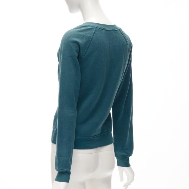 LOUIS VUITTON teal blue bow lock charm patch pocket cotton fleece sweater S For Sale 1