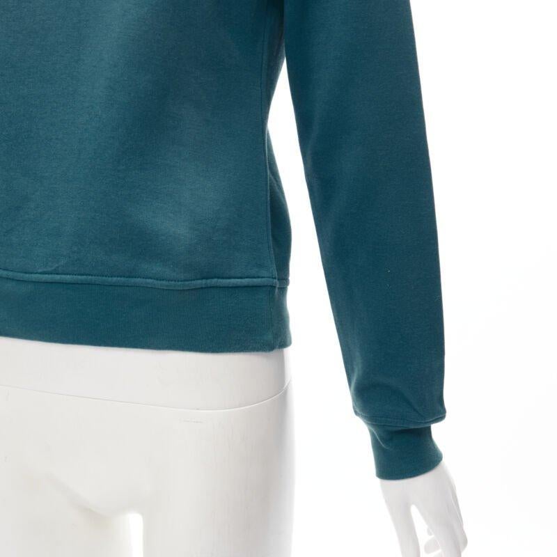 LOUIS VUITTON teal blue bow lock charm patch pocket cotton fleece sweater S For Sale 2
