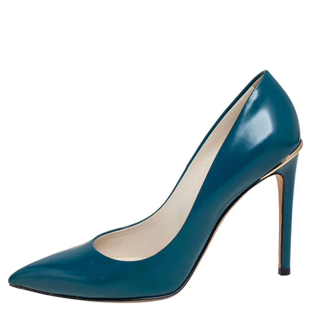 Louis Vuitton Teal Blue Leather Eyeline Pointed Toe Pumps Size 36.5 1