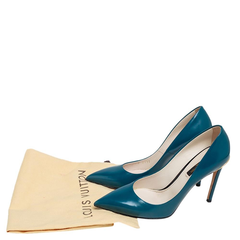 Louis Vuitton Teal Blue Leather Eyeline Pointed Toe Pumps Size 36.5 4