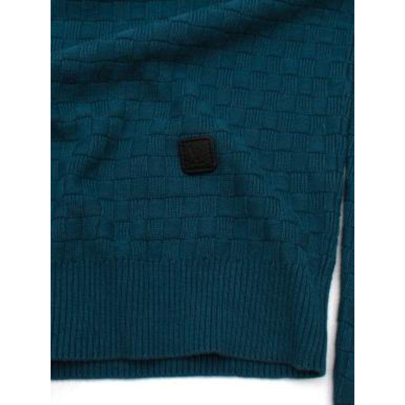 Louis Vuitton Teal Damier Crew Neck Knit Jumper In Excellent Condition For Sale In London, GB