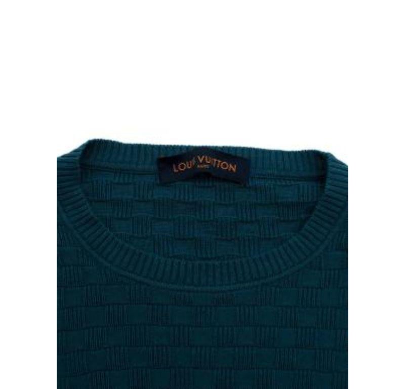Louis Vuitton Teal Damier Crew Neck Knit Jumper For Sale 3