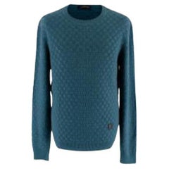 Louis Vuitton Teal Damier Crew Neck Knit Jumper