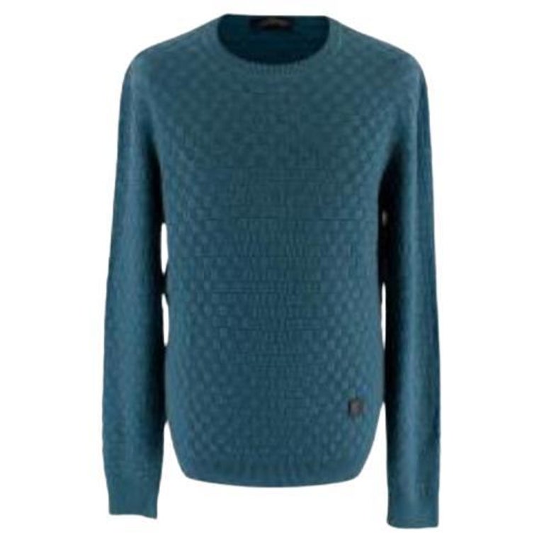 LOUIS VUITTON black LV towel logo blue tropical leaf print cotton sweatshirt  M For Sale at 1stDibs