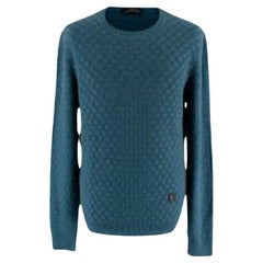 Louis Vuitton Teal Damier Crew Neck Knit Jumper