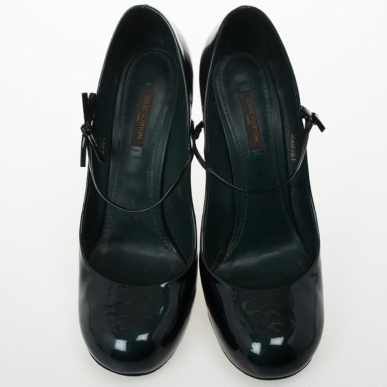 Louis Vuitton Teal Patent Fetish Mary Jane Pumps Size 40 For Sale at