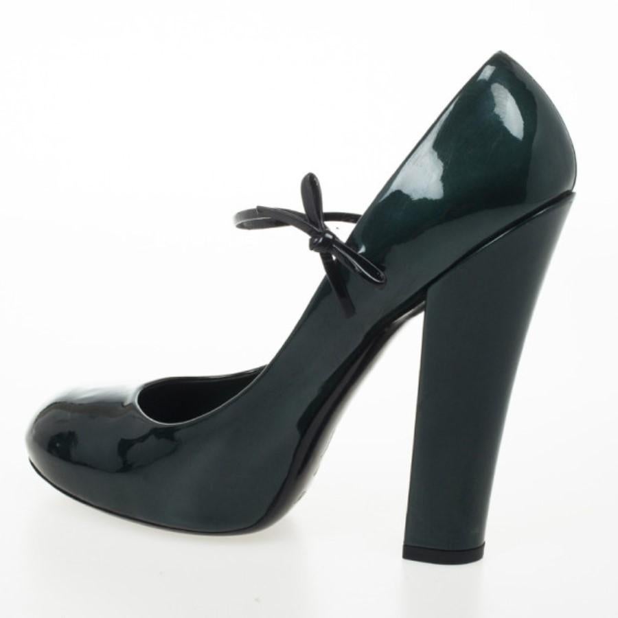 Black Louis Vuitton Teal Patent Fetish Mary Jane Pumps Size 40