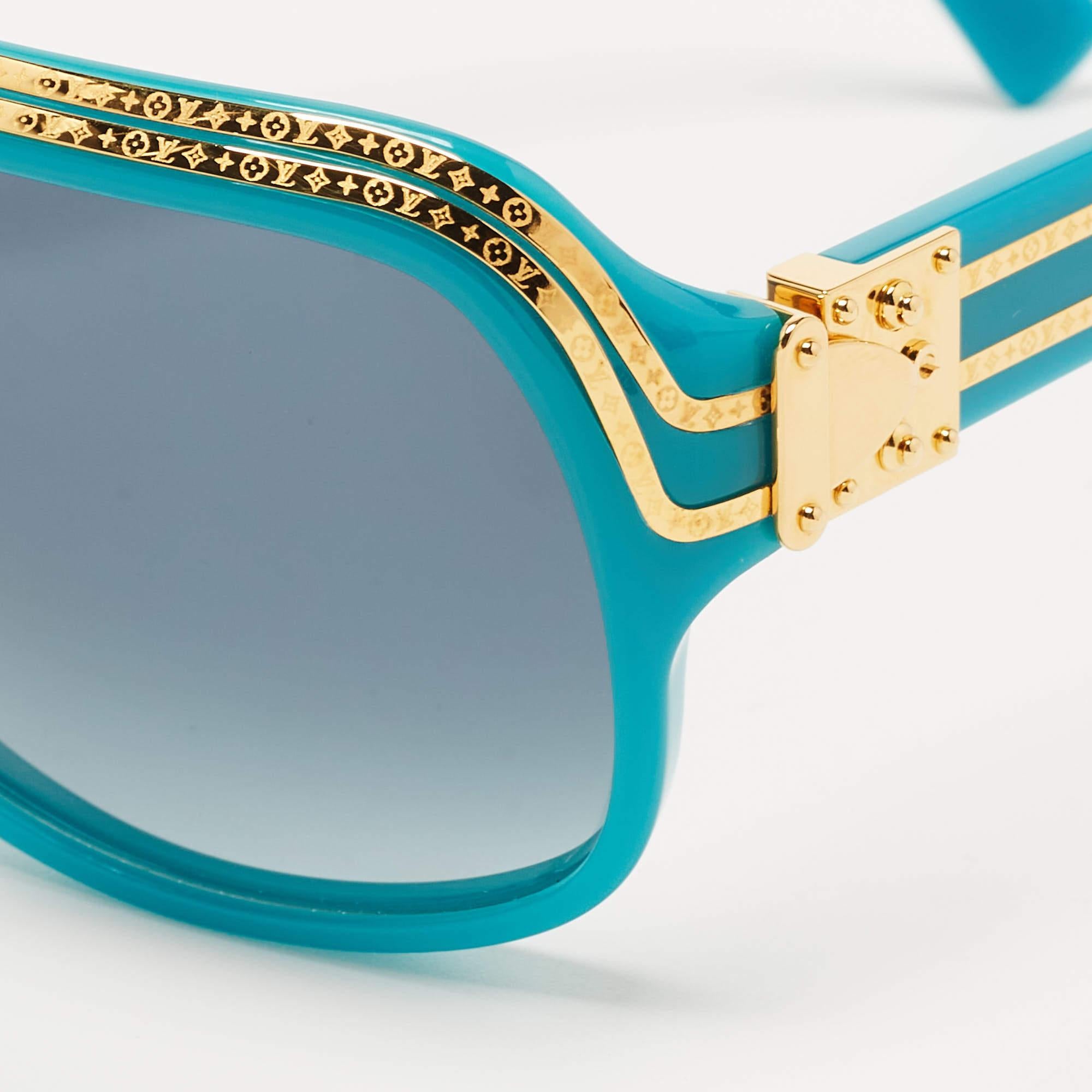 Women's Louis Vuitton Teal Z0096W Gold Plated Millionaire Gradient Square Sunglasses