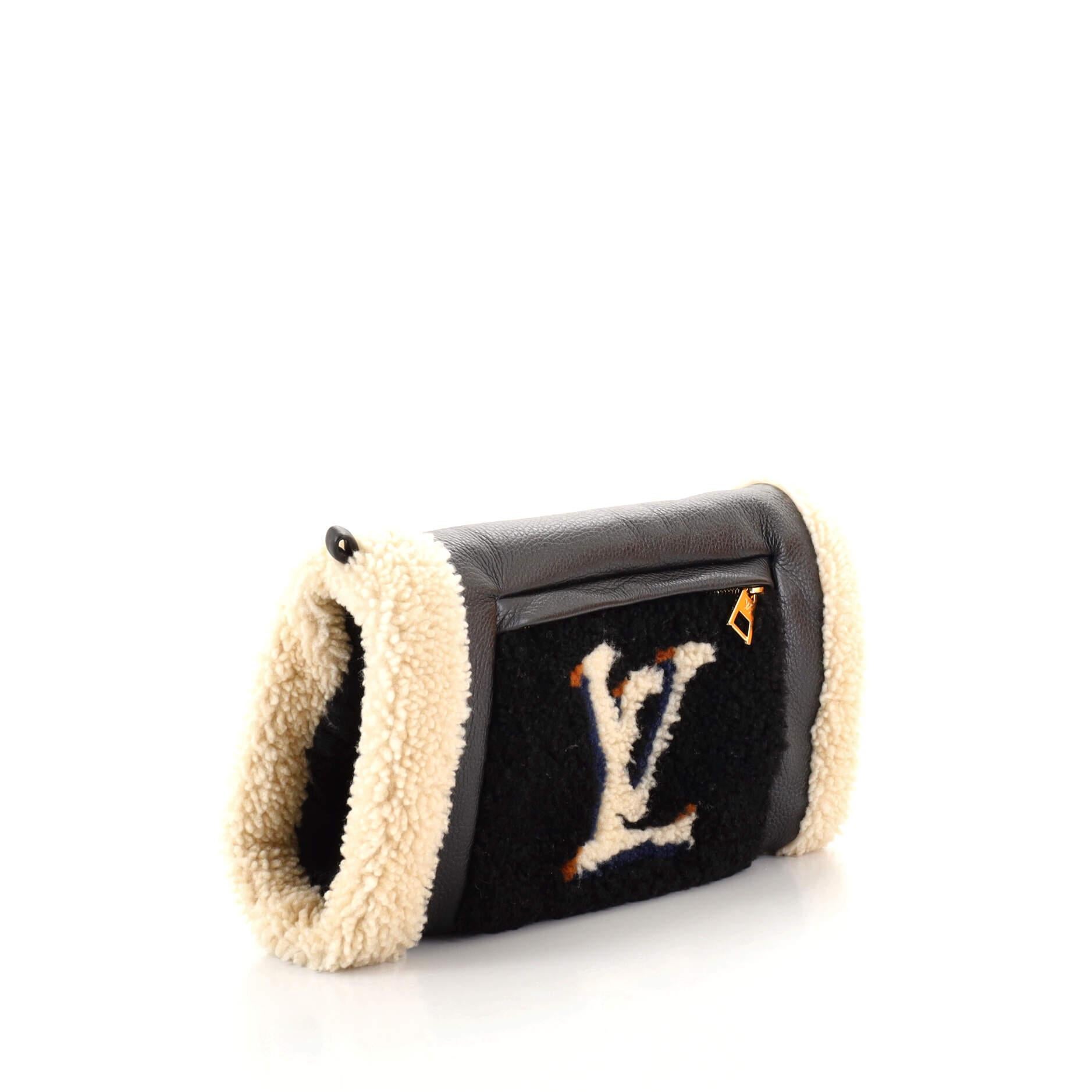 Black Louis Vuitton Teddy Muffle Leather and Monogram Teddy Shearling
