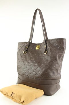 Louis Vuitton Terre Brown Leather Monogram Empreinte Citadine GM Tote Bag 1222lv