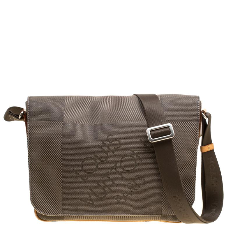 louis vuitton terre damier geant canvas messenger bolsa