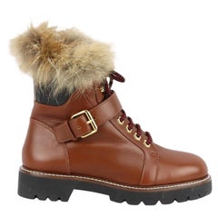 Louis Vuitton Territory Ranger Fur Trimmed Leather Ankle Boots Eu 38.5 Uk 5.5 Us