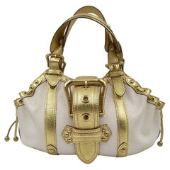 Louis Vuitton Theda Borsa in pelle canvas oro e beige ecru GM, 2004
