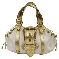 Louis Vuitton Theda Leather & Canvas Handbag 