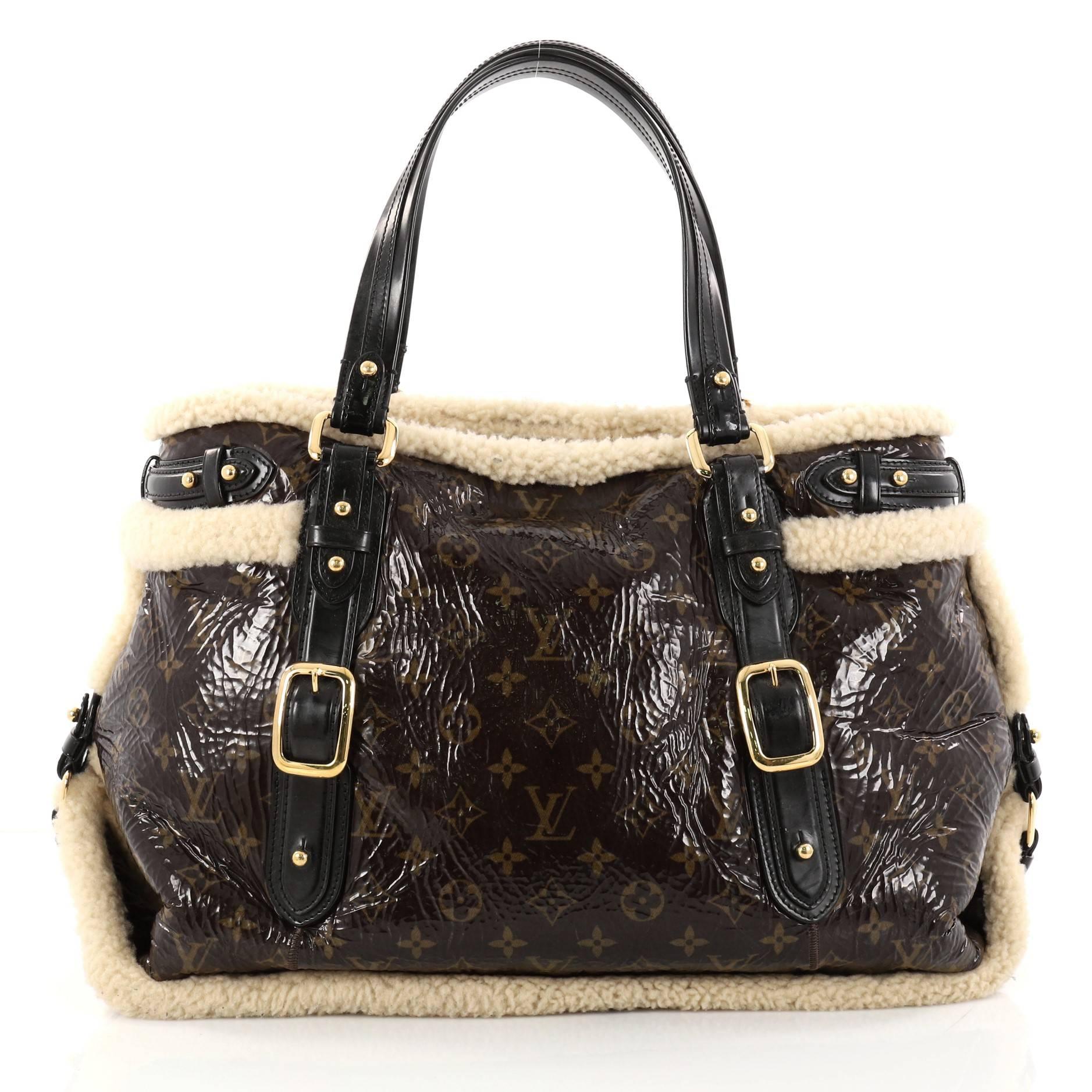 Louis Vuitton Thunder Handbag Limited Edition Monogram and Shearling In Good Condition In NY, NY