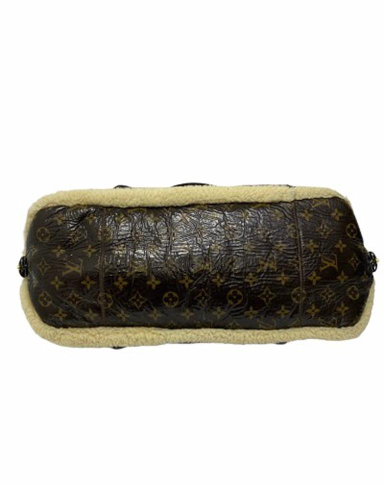 Black Louis Vuitton Thunder Shearling LE Handbag in Shiny Monogram Leather & Sheepskin