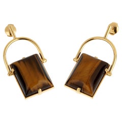 Louis Vuitton Tiger Eye 18K Yellow Gold Drop Earrings
