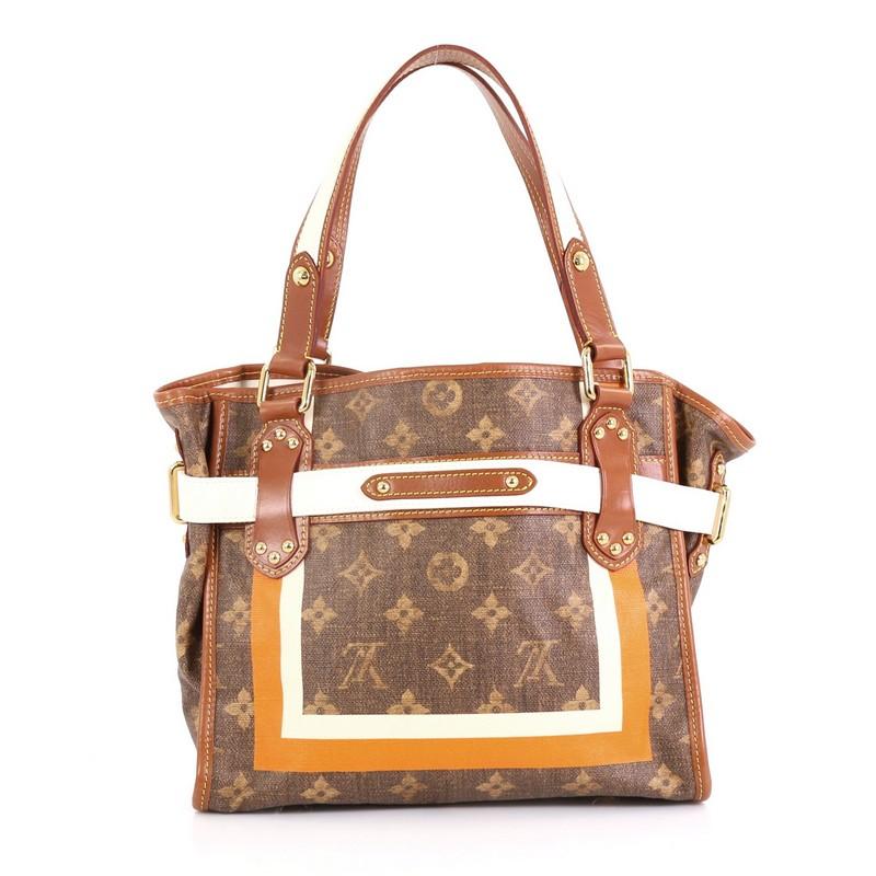 Brown Louis Vuitton Tisse Sac Handbag Limited Edition Monogram Rayures PM
