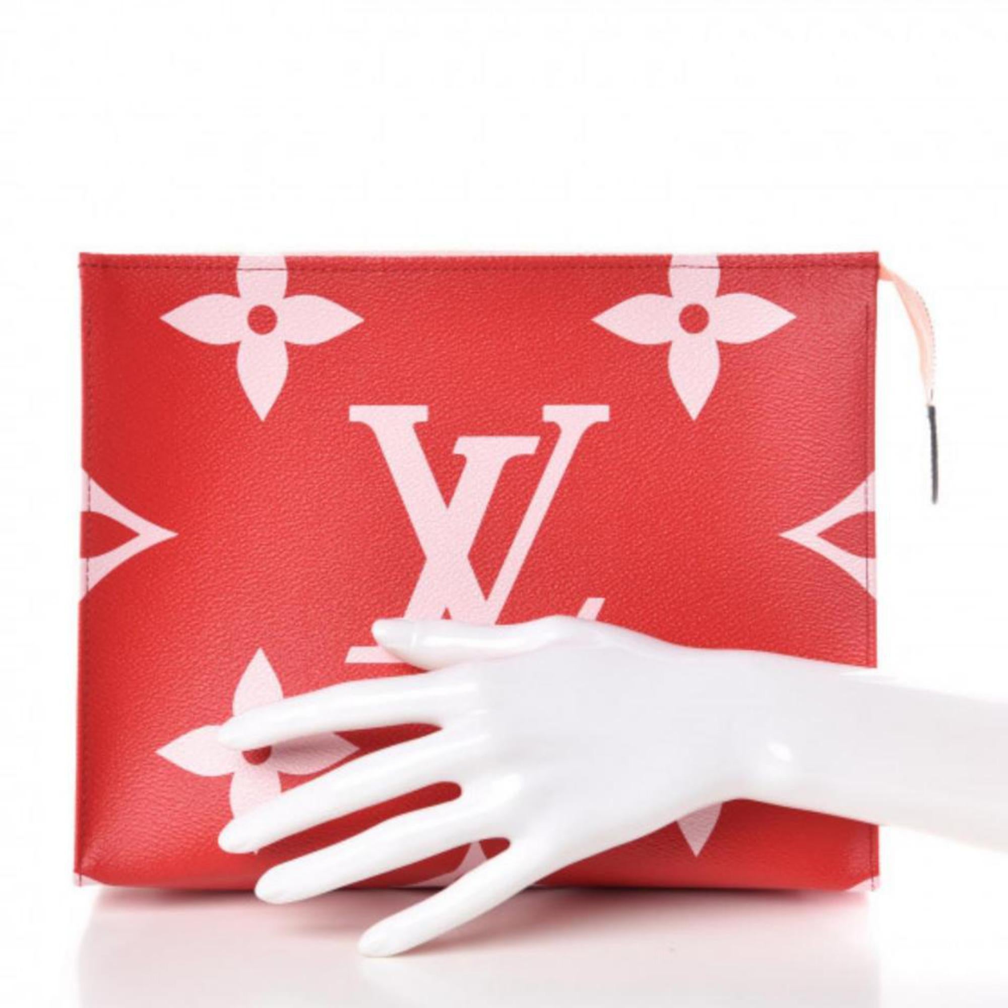 Louis Vuitton Toiletry Poche (Ultra Rare) Giant 26 Rouge Pink 870611 Clutch In New Condition For Sale In Forest Hills, NY