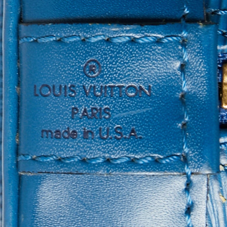 Louis Vuitton Toledo Blue Epi Leather Alma PM Bag For Sale 9