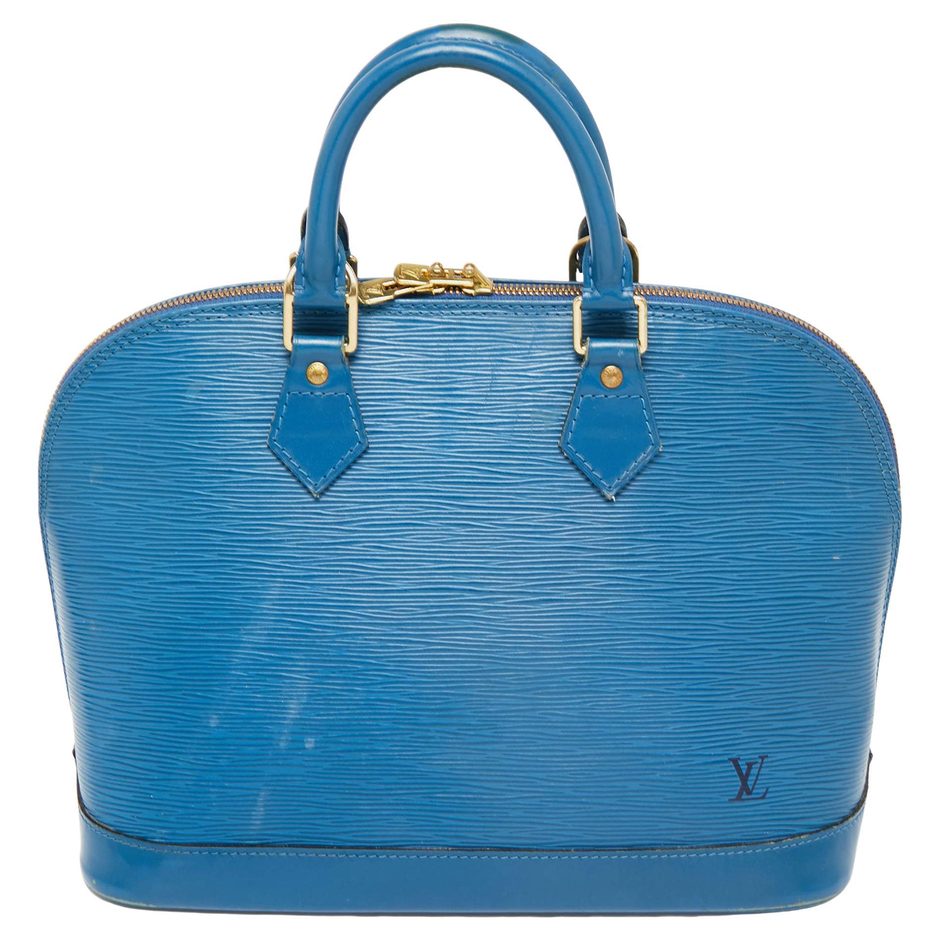 Louis Vuitton Toledo Blue Epi Leather Alma PM Bag For Sale