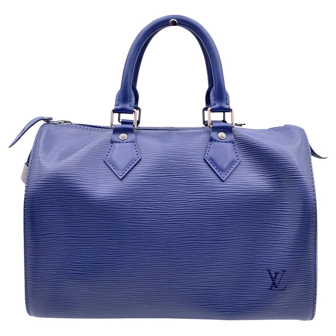 Louis Vuitton Toledo Blue Epi Leather Speedy 25 Boston Bag Handbag