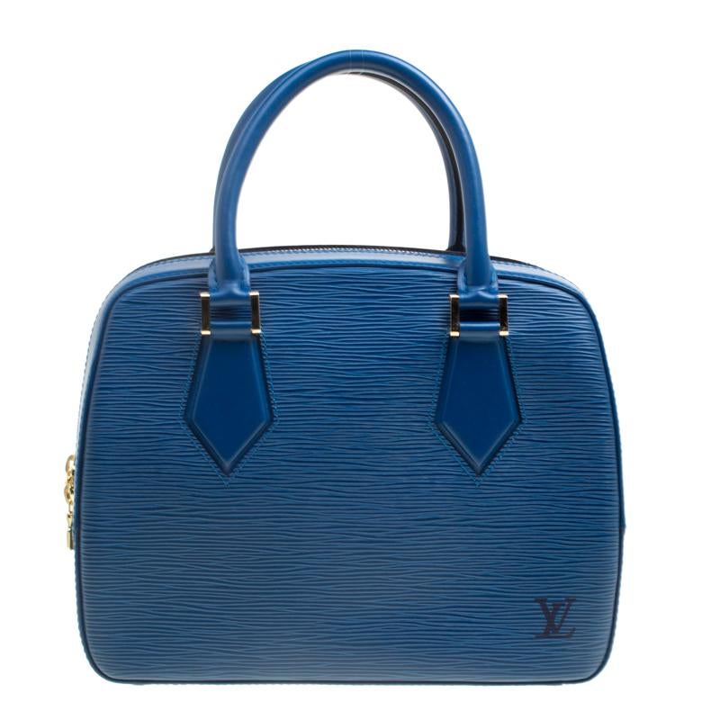 Louis Vuitton Toledo Blue Leather Sablons Bag