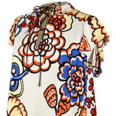 Louis Vuitton Top Floral Key Hole Ruffle Sleeve 40 / 6