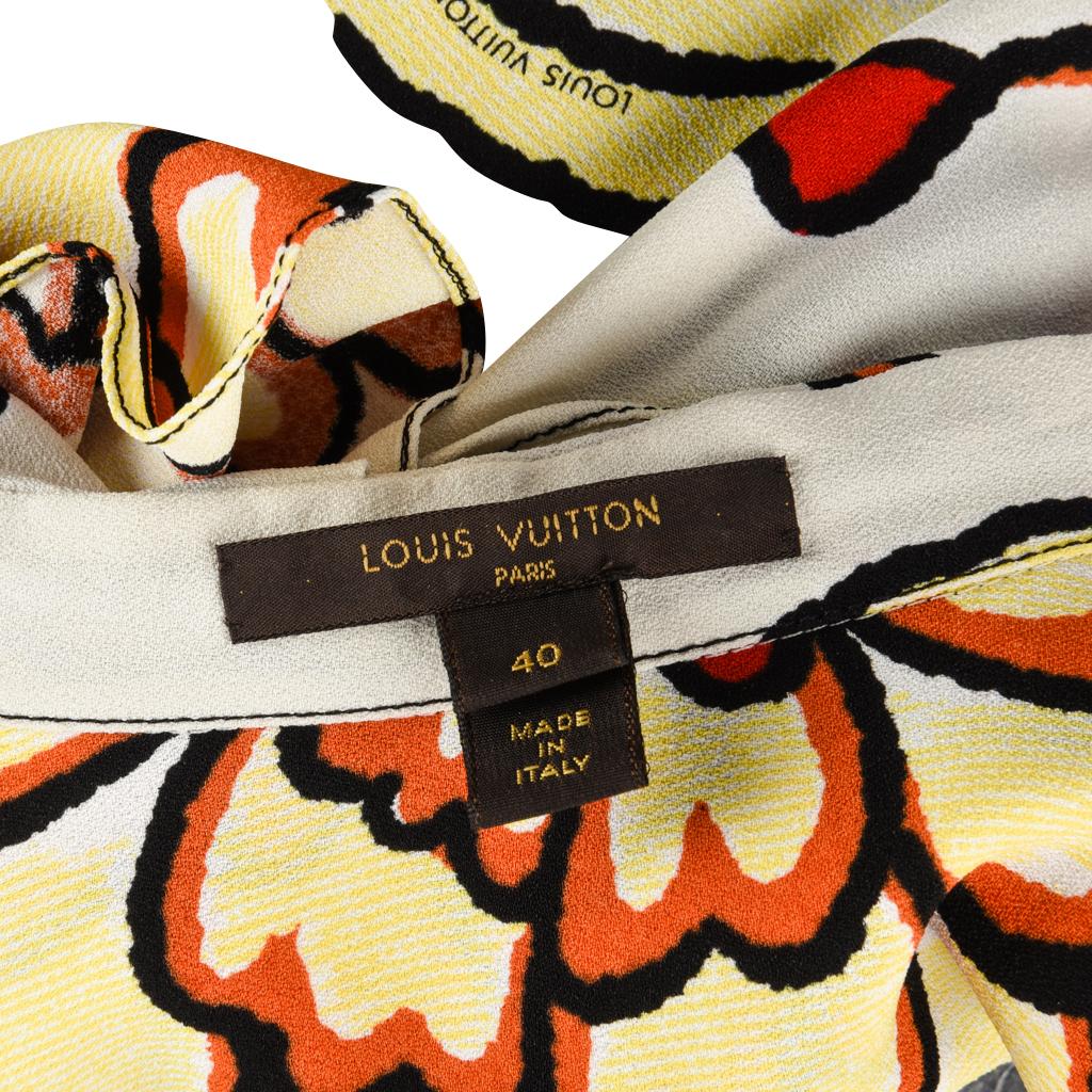 Women's Louis Vuitton Top Floral Key Hole w/ Ruffle Flounced Sleeve 40 / 6