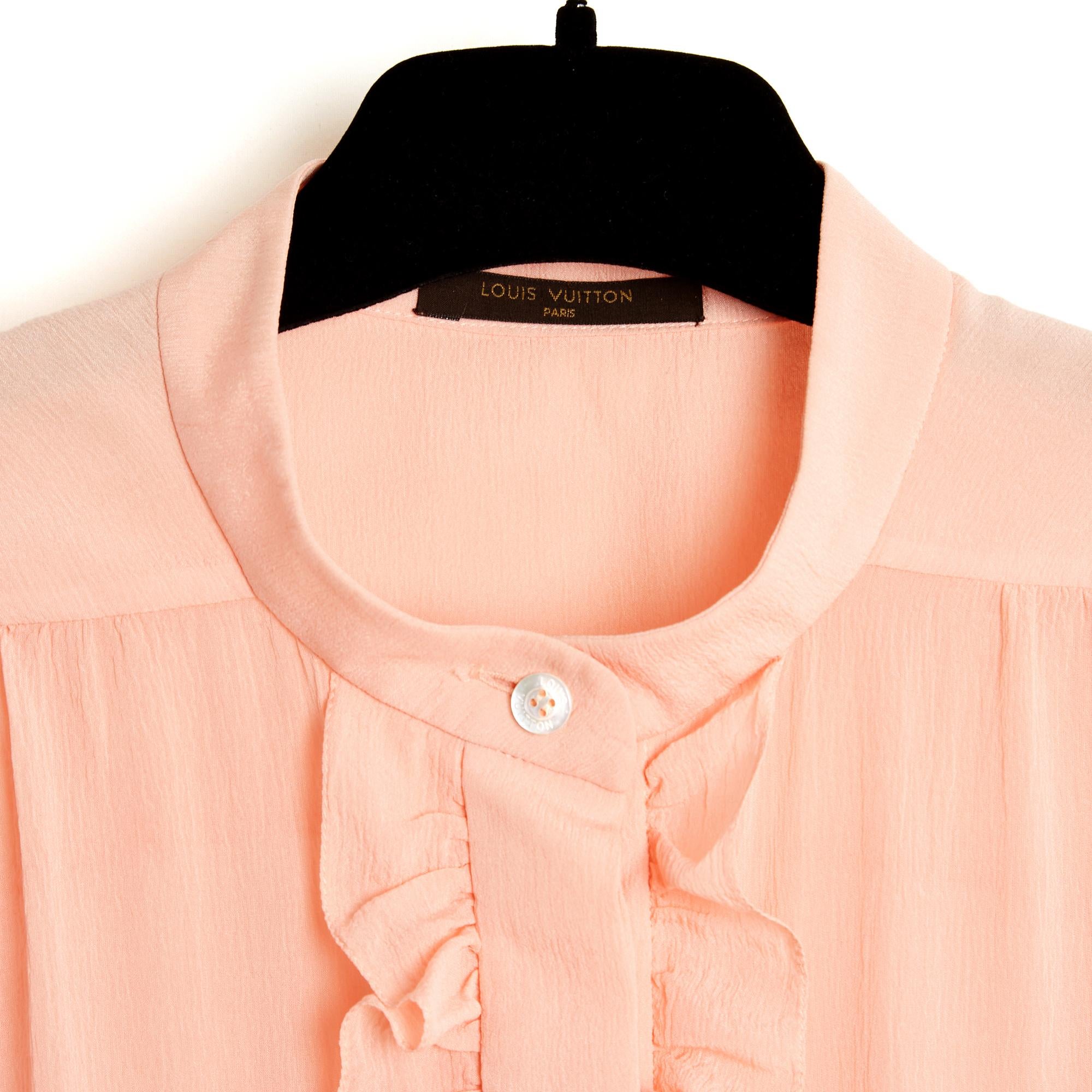Louis Vuitton Top Rose FR38 Marc Jacobs Chemisier en crêpe de soie rose pêche UK10 US8 Pour femmes en vente