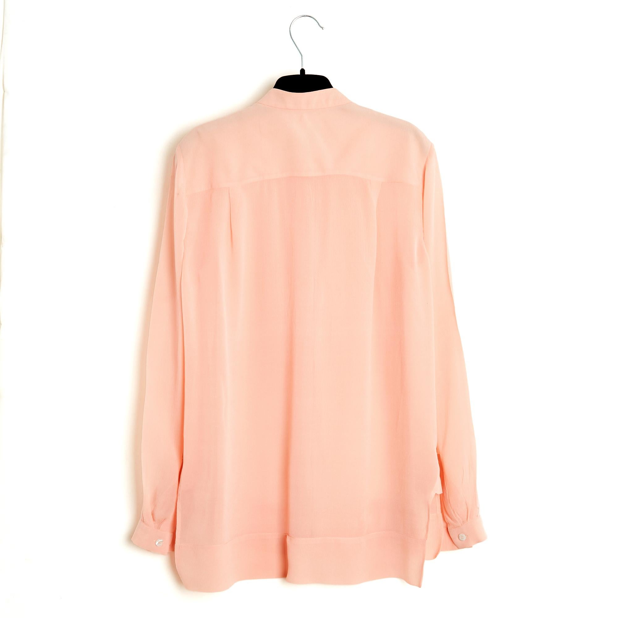 Louis Vuitton Top Rose FR38 Marc Jacobs Chemisier en crêpe de soie rose pêche UK10 US8 en vente 1