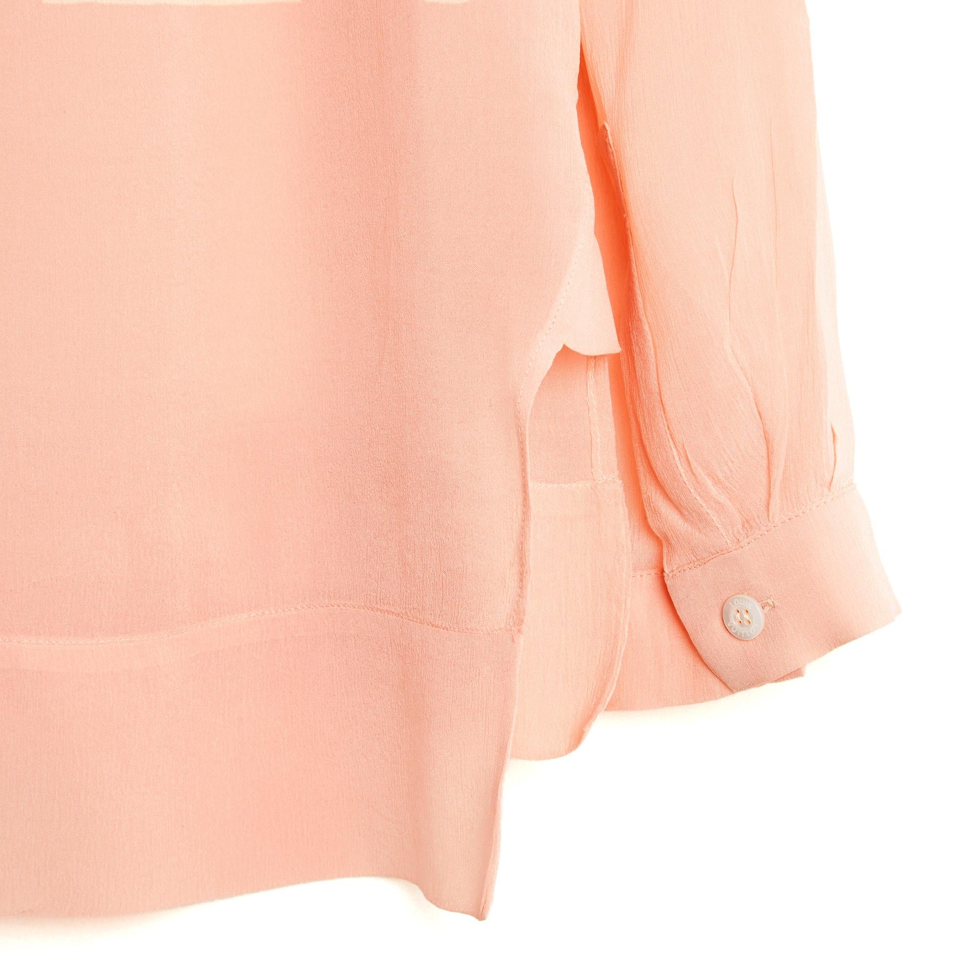 Louis Vuitton Top Rose FR38 Marc Jacobs Chemisier en crêpe de soie rose pêche UK10 US8 en vente 2