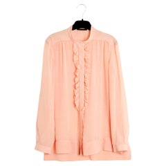 Louis Vuitton Top Rose FR38 Marc Jacobs Pfirsichrosa Seidenkrepp-Bluse UK10 US8