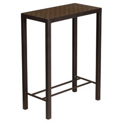 Louis Vuitton Top Small Side Table with Custom Metal Base and Cross Stretchers