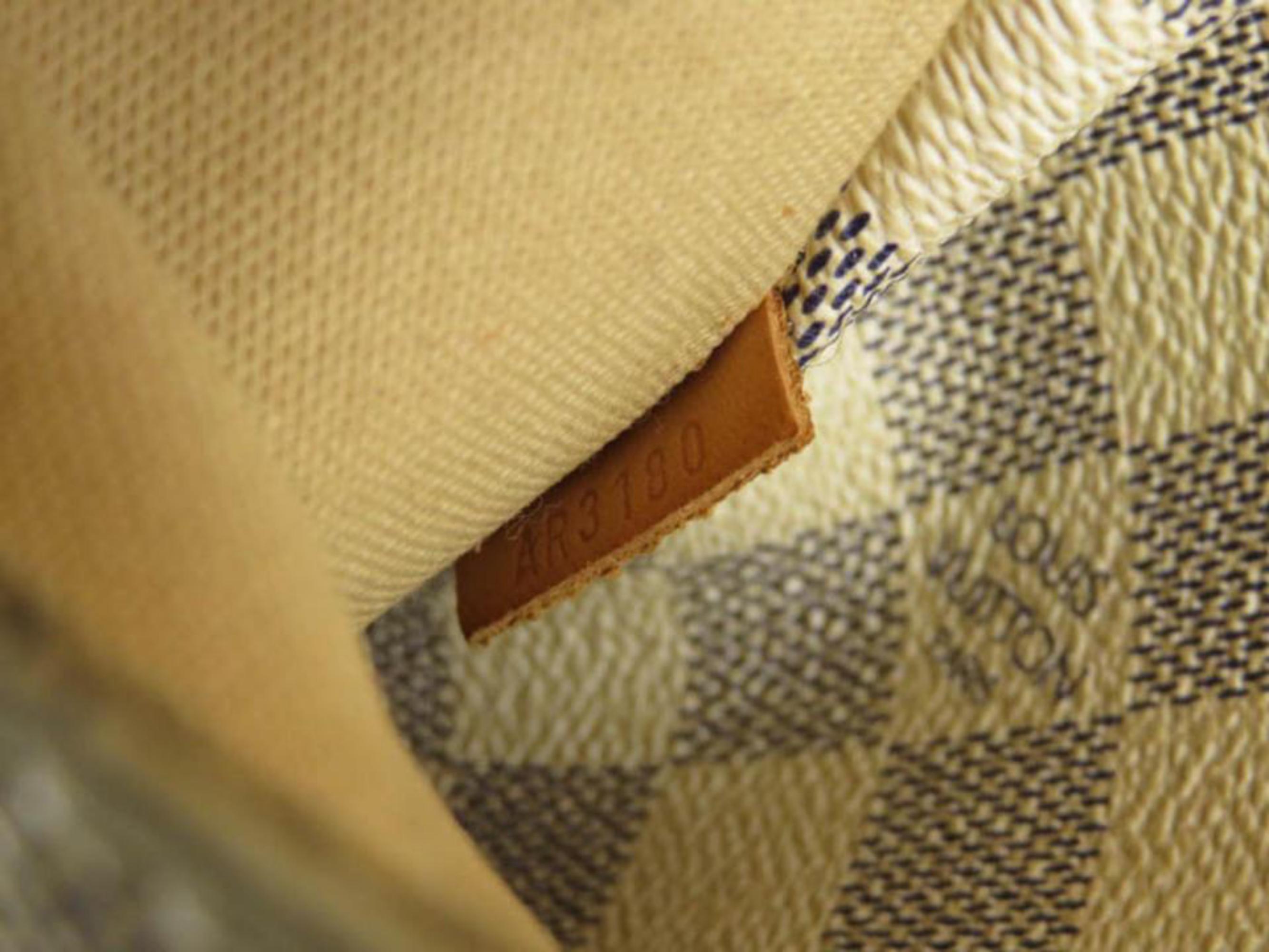 Louis Vuitton Totally Damier Azur Pm Tote 867445 White Canvas Shoulder Bag In Fair Condition For Sale In Forest Hills, NY