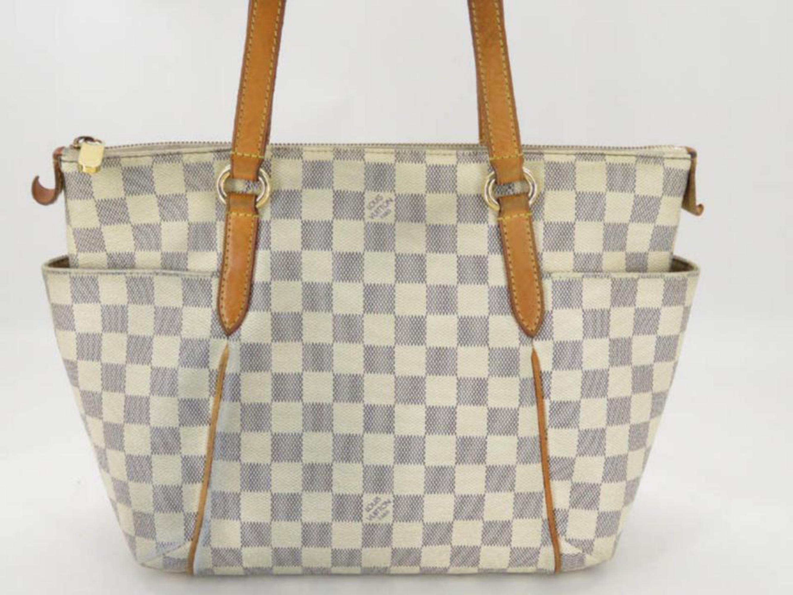 Louis Vuitton Totally Damier Azur Pm Tote 867445 White Canvas Shoulder Bag For Sale 1