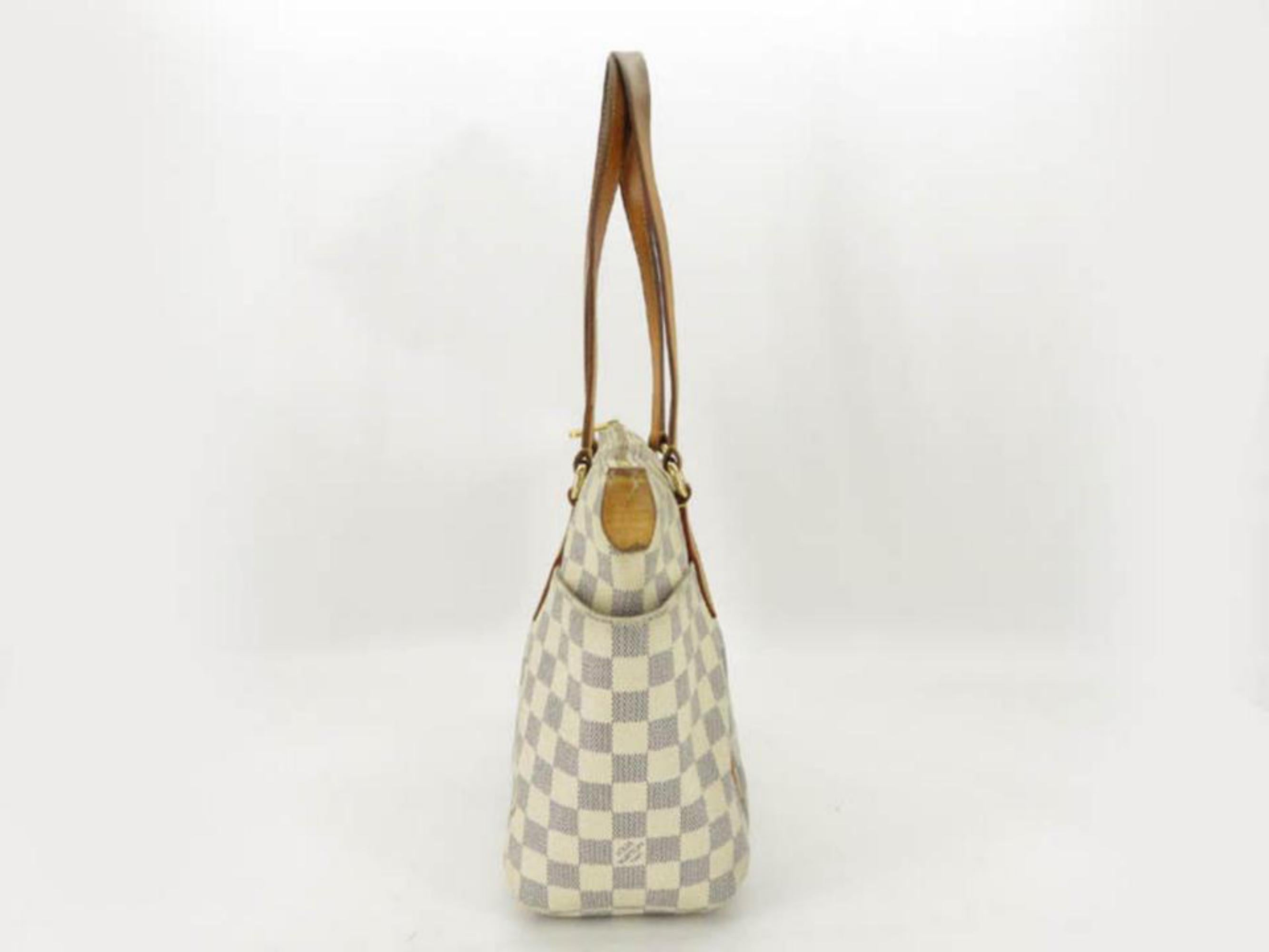 Louis Vuitton Totally Damier Azur Pm Tote 867445 White Canvas Shoulder Bag For Sale 4
