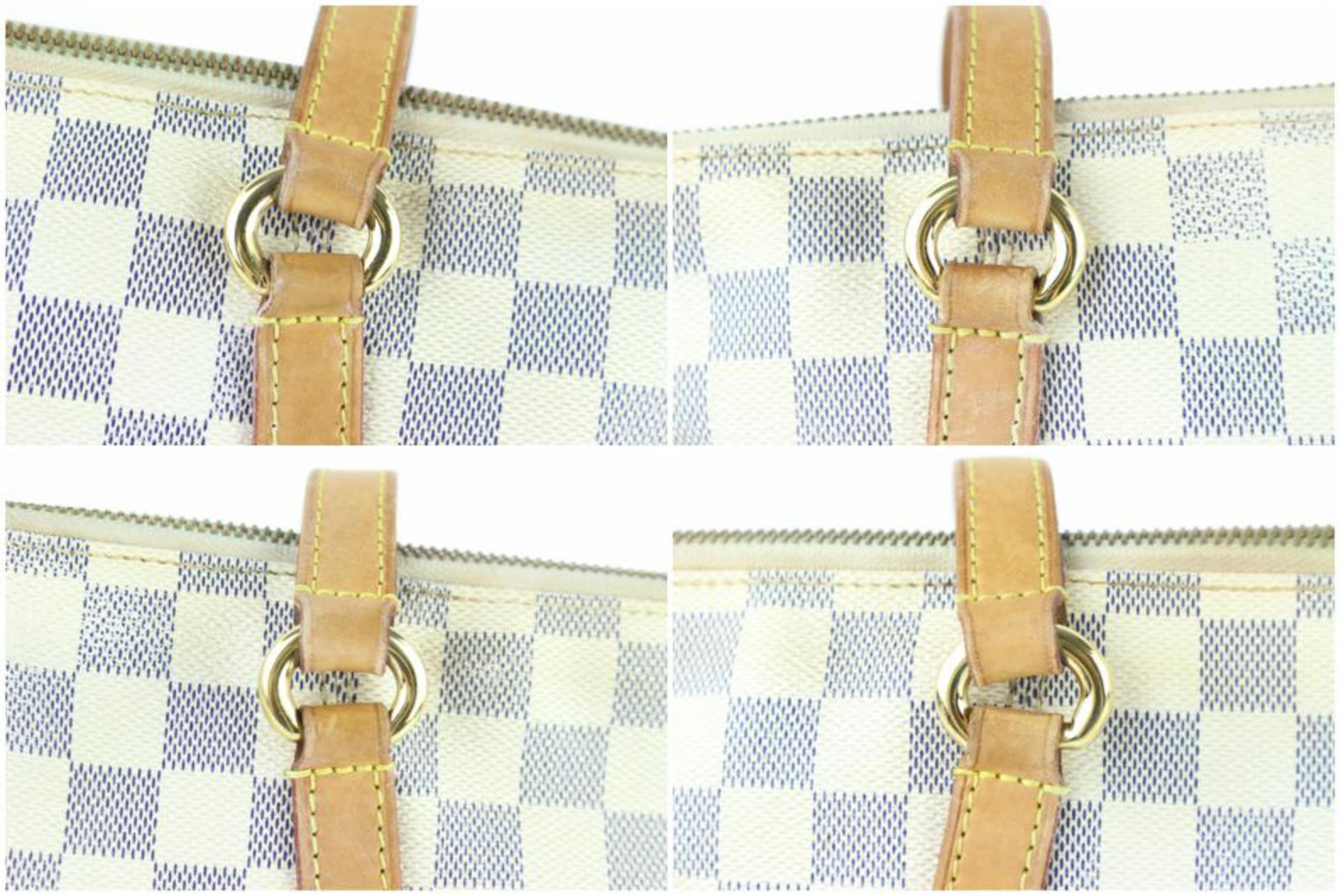 Louis Vuitton Totally Damier Azur Pm Zip 16lz1211 White Coated Canvas Tote For Sale 6