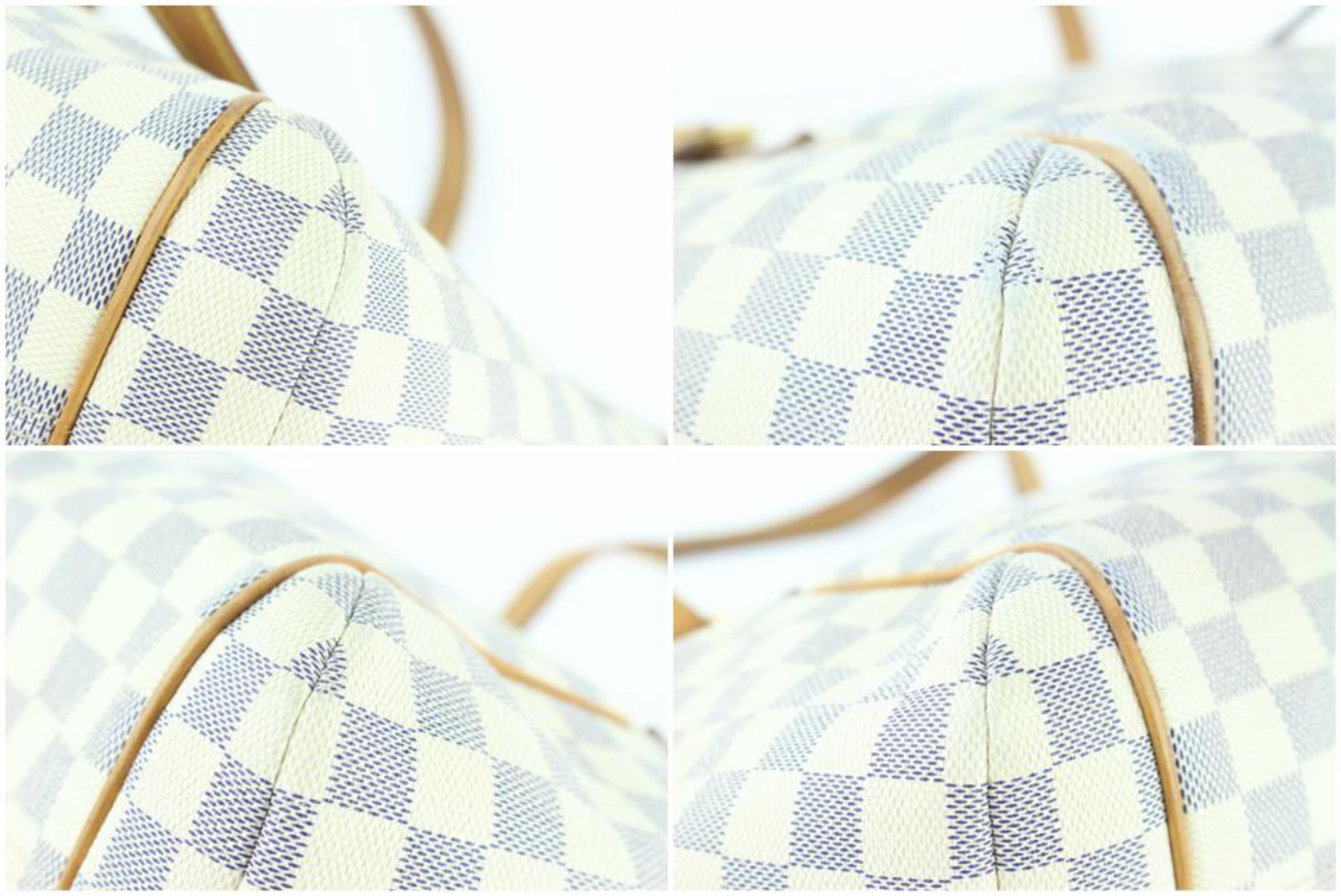 Louis Vuitton Totally Damier Azur Pm Zip 16lz1211 White Coated Canvas Tote For Sale 8