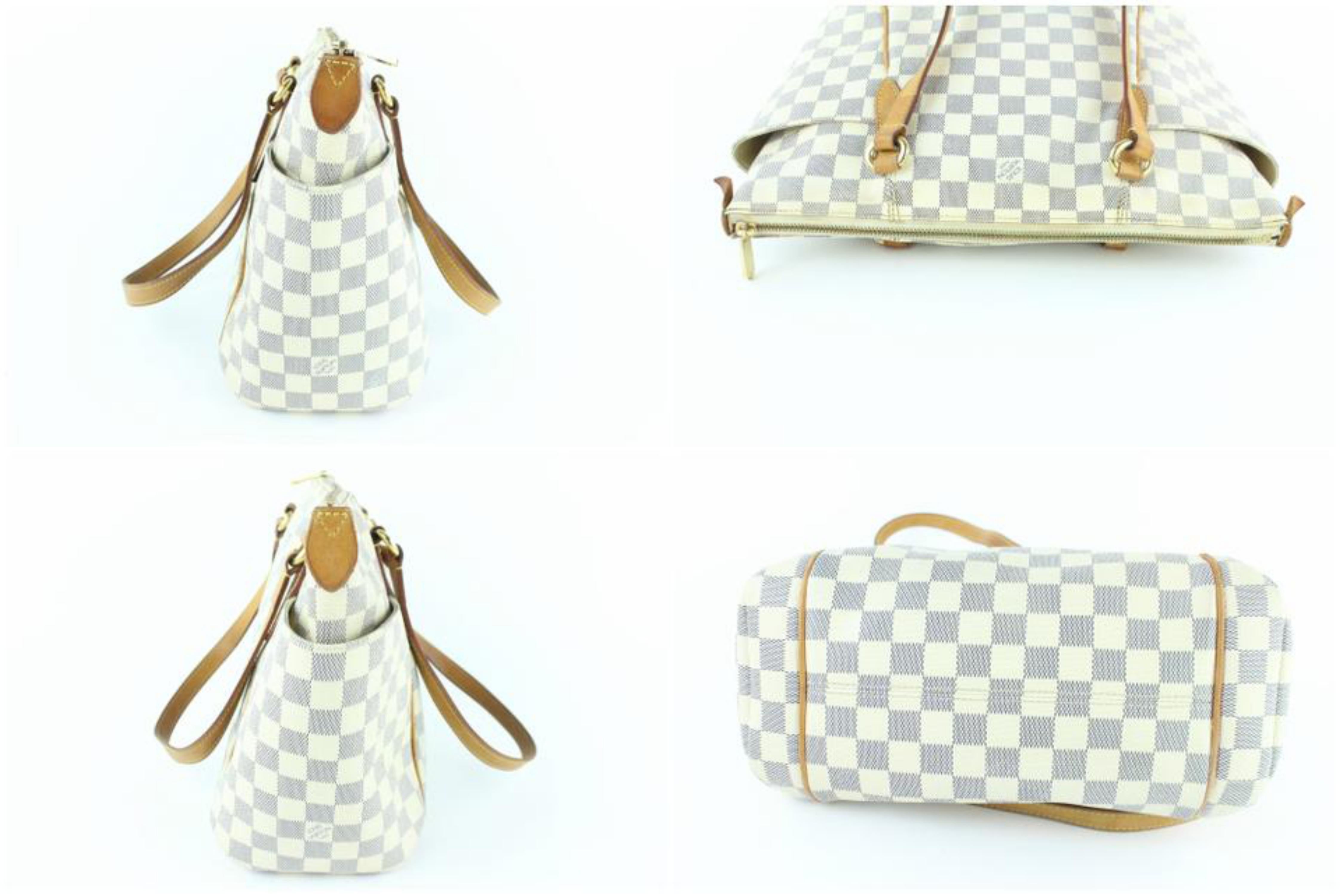 Louis Vuitton Totally Damier Azur Pm Zip 16lz1211 White Coated Canvas Tote For Sale 2