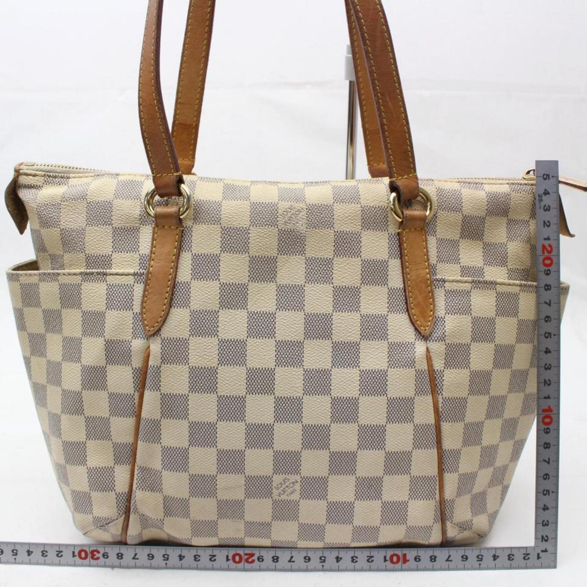 Louis Vuitton Totally Damier Azur Pm Zip 869131 White Coated Canvas Tote For Sale 1