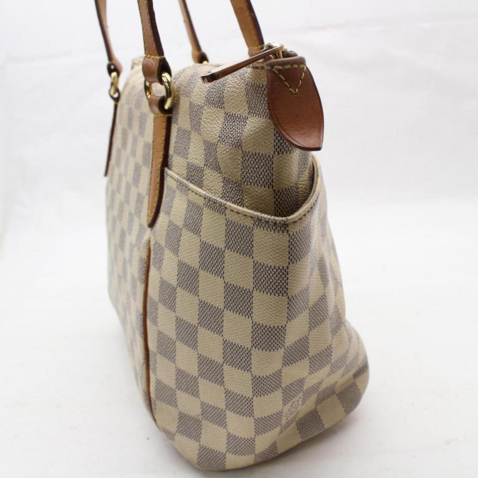 Louis Vuitton Totally Damier Azur Pm Zip 869131 White Coated Canvas Tote For Sale 3